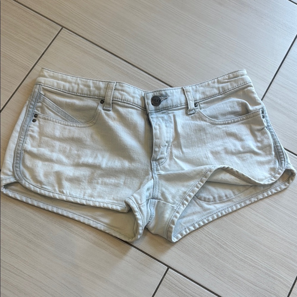 Roxy Blue Jean Shorts Distressed Denim Casual